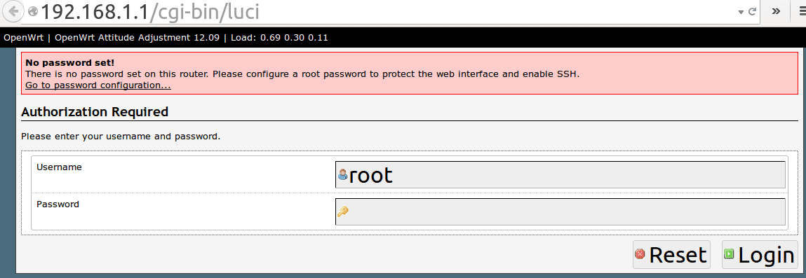 登录OpenWrt luCI管理界面