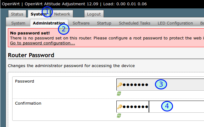 OpenWrt路由器luCI设置管理员密码