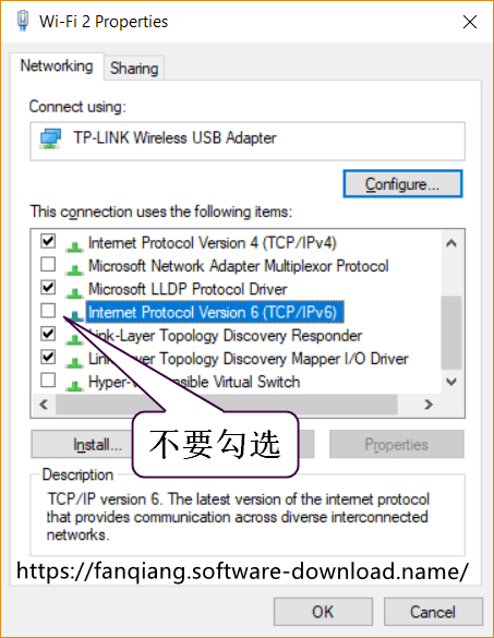 取消勾选 TCP/IPv6网络协议