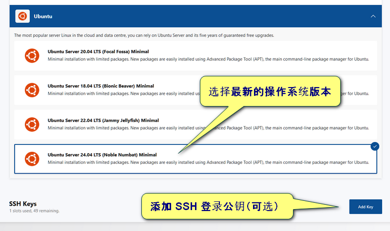 ZgoVPS.com Select Ubuntu, add SSH public key